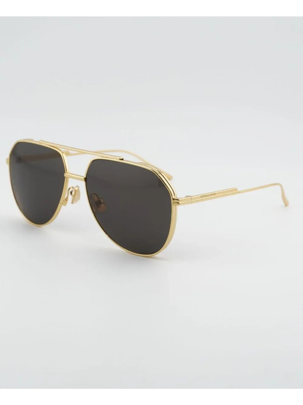 Bottega Veneta BV1465S 001 Sunglasses Gold Aviator Frame, Grey Lenses